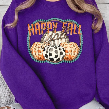 Happy Fall Y'all Graphic Fleece Sweatshirts