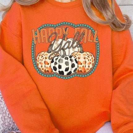 Happy Fall Y'all Graphic Fleece Sweatshirts