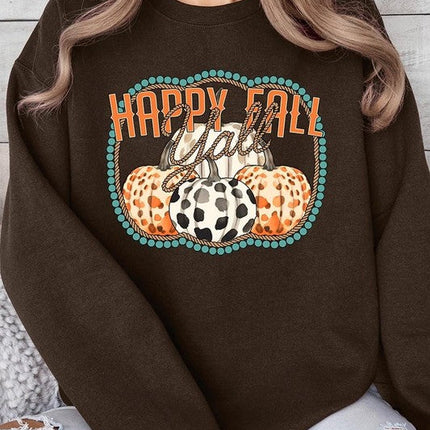 Happy Fall Y'all Graphic Fleece Sweatshirts