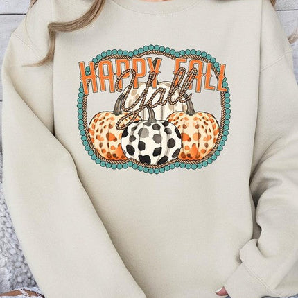 Happy Fall Y'all Graphic Fleece Sweatshirts