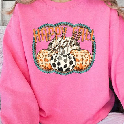 Happy Fall Y'all Graphic Fleece Sweatshirts