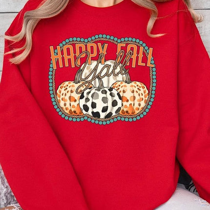 Happy Fall Y'all Graphic Fleece Sweatshirts
