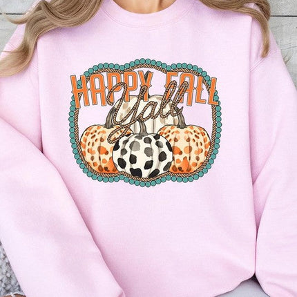 Happy Fall Y'all Graphic Fleece Sweatshirts