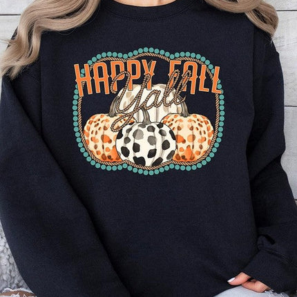Happy Fall Y'all Graphic Fleece Sweatshirts