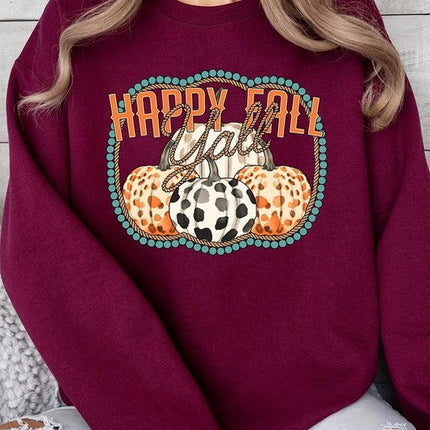 Happy Fall Y'all Graphic Fleece Sweatshirts