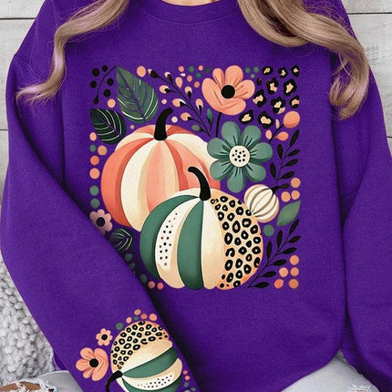 Boho Fall Leopard Pumpkins Graphic Sweatshirts