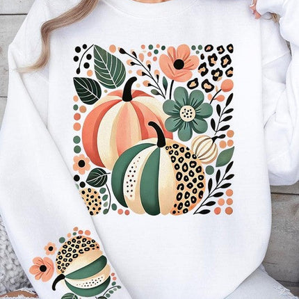 Boho Fall Leopard Pumpkins Graphic Sweatshirts