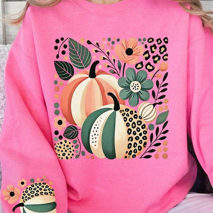 Boho Fall Leopard Pumpkins Graphic Sweatshirts