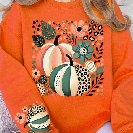 Boho Fall Leopard Pumpkins Graphic Sweatshirts