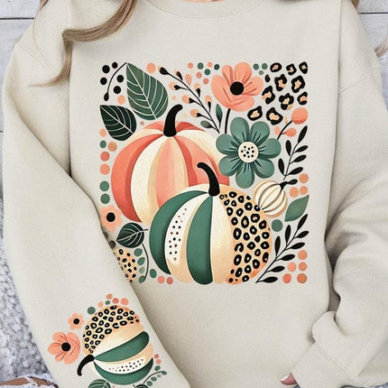 Boho Fall Leopard Pumpkins Graphic Sweatshirts
