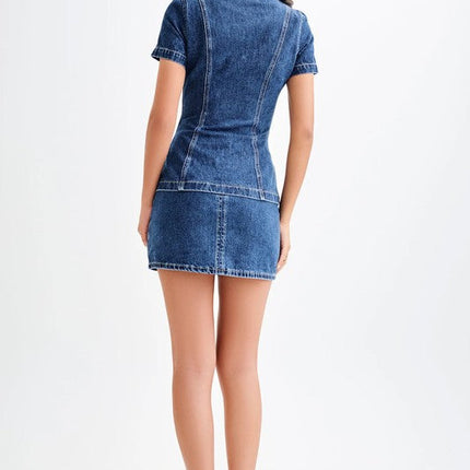 WOMEN FASHION DENIM TWO PIECE SHORT SET