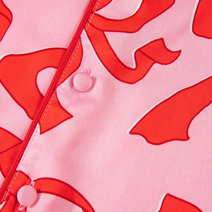 Bow Button Up and Loose Pants Pajama Set