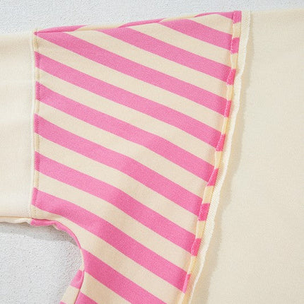 Stripe Colorblock Collared French Terry Top