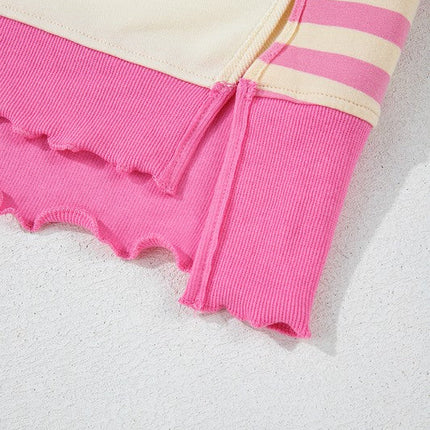 Stripe Colorblock Collared French Terry Top