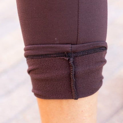 Brown FLEECE Full Length Leggings with Pockets