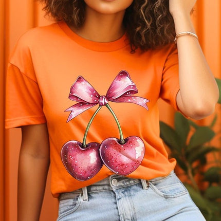 Heart Cherries With Bow Graphic Tee