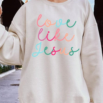 Colorful Love Like Jesus Graphic Fleece Sweatshirt