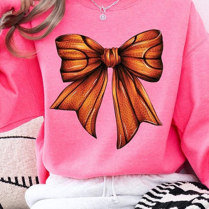 Coquette Basketball Bow Graphic Fleece Sweatshirt
