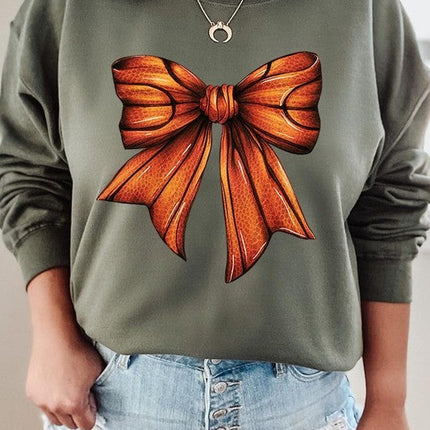 Coquette Basketball Bow Graphic Fleece Sweatshirt