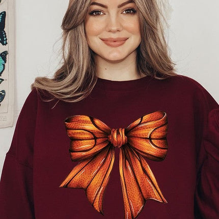 Coquette Basketball Bow Graphic Fleece Sweatshirt