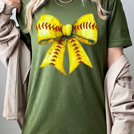 Retro Softball Bow Graphic Tee