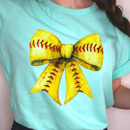 Retro Softball Bow Graphic Tee