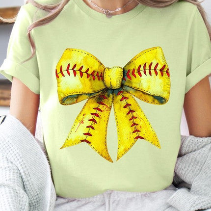 Retro Softball Bow Graphic Tee
