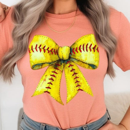 Retro Softball Bow Graphic Tee
