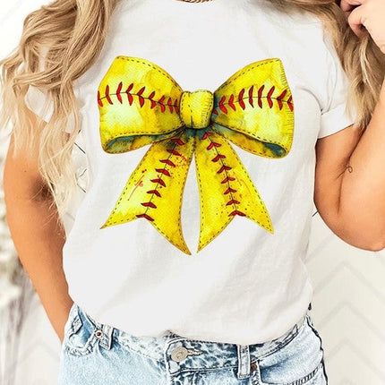 Retro Softball Bow Graphic Tee