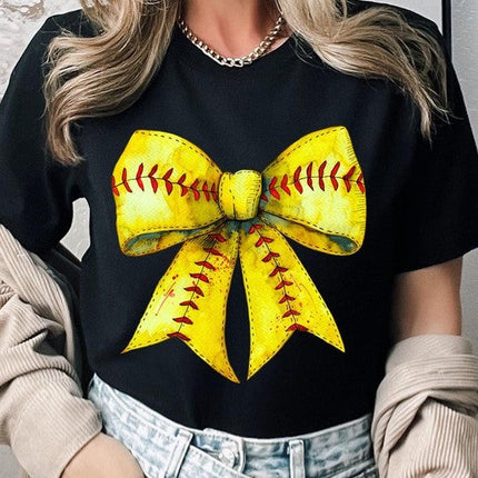 Retro Softball Bow Graphic Tee