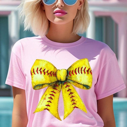 Retro Softball Bow Graphic Tee