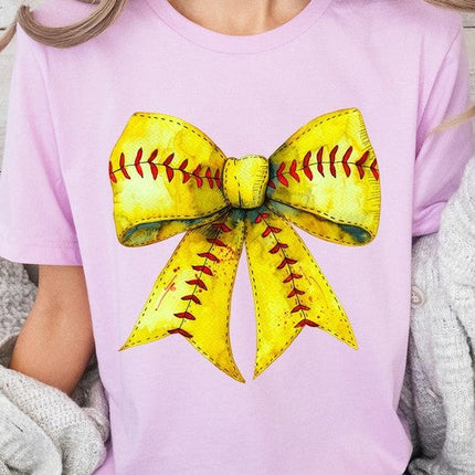 Retro Softball Bow Graphic Tee