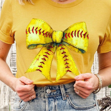 Retro Softball Bow Graphic Tee