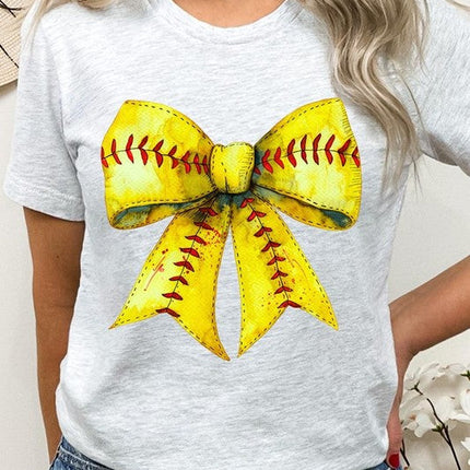 Retro Softball Bow Graphic Tee