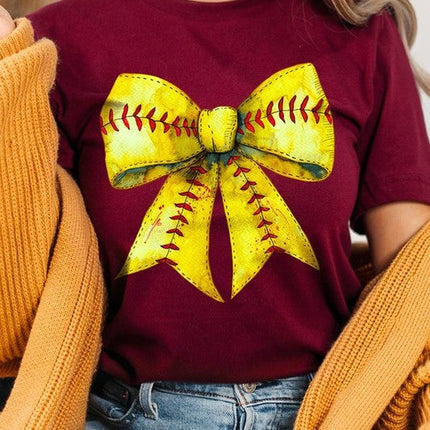 Retro Softball Bow Graphic Tee