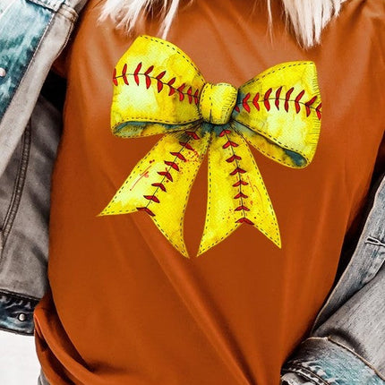 Retro Softball Bow Graphic Tee