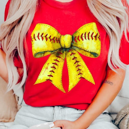 Retro Softball Bow Graphic Tee