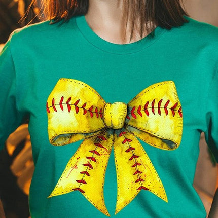 Retro Softball Bow Graphic Tee