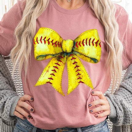 Retro Softball Bow Graphic Tee
