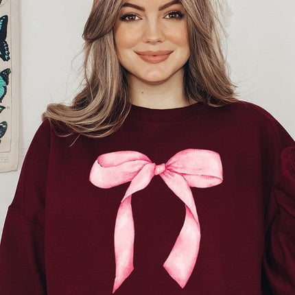 Pink Coquette Bow Graphic Sweatshirt