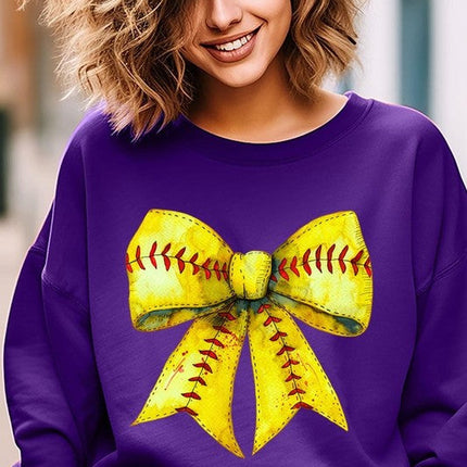 Retro Softball Bow Graphic Sweatshirt
