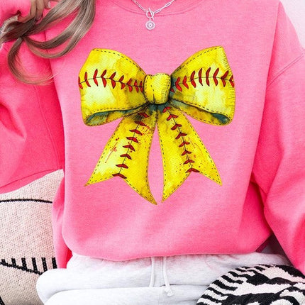 Retro Softball Bow Graphic Sweatshirt