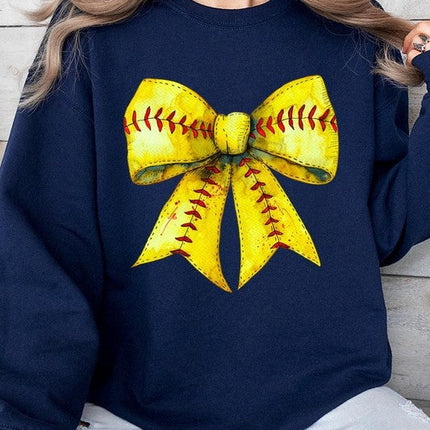 Retro Softball Bow Graphic Sweatshirt