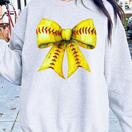 Retro Softball Bow Graphic Sweatshirt