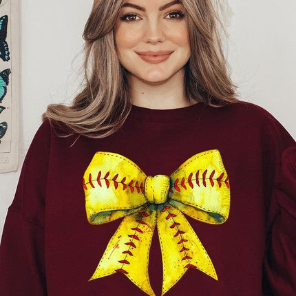 Retro Softball Bow Graphic Sweatshirt