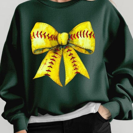 Retro Softball Bow Graphic Sweatshirt
