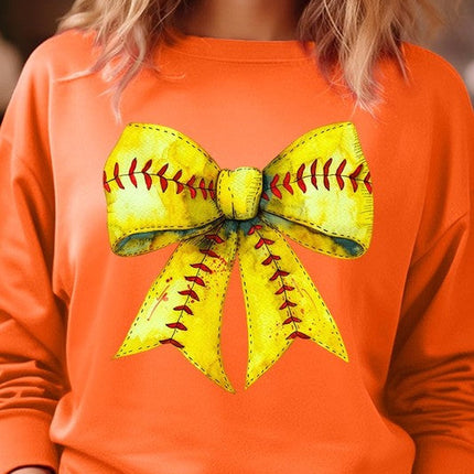 Retro Softball Bow Graphic Sweatshirt