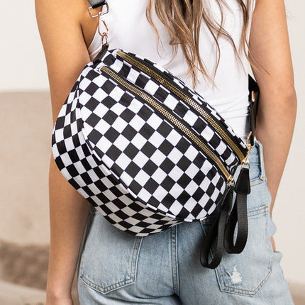 Frankie Oversize Double Zip Print Crescent Sling