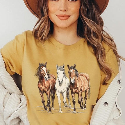 Three Horses Western Graphic Tee
