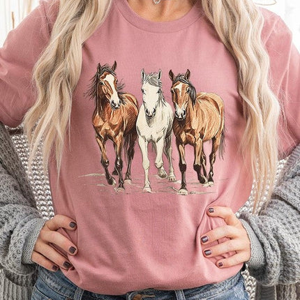 Three Horses Western Graphic Tee